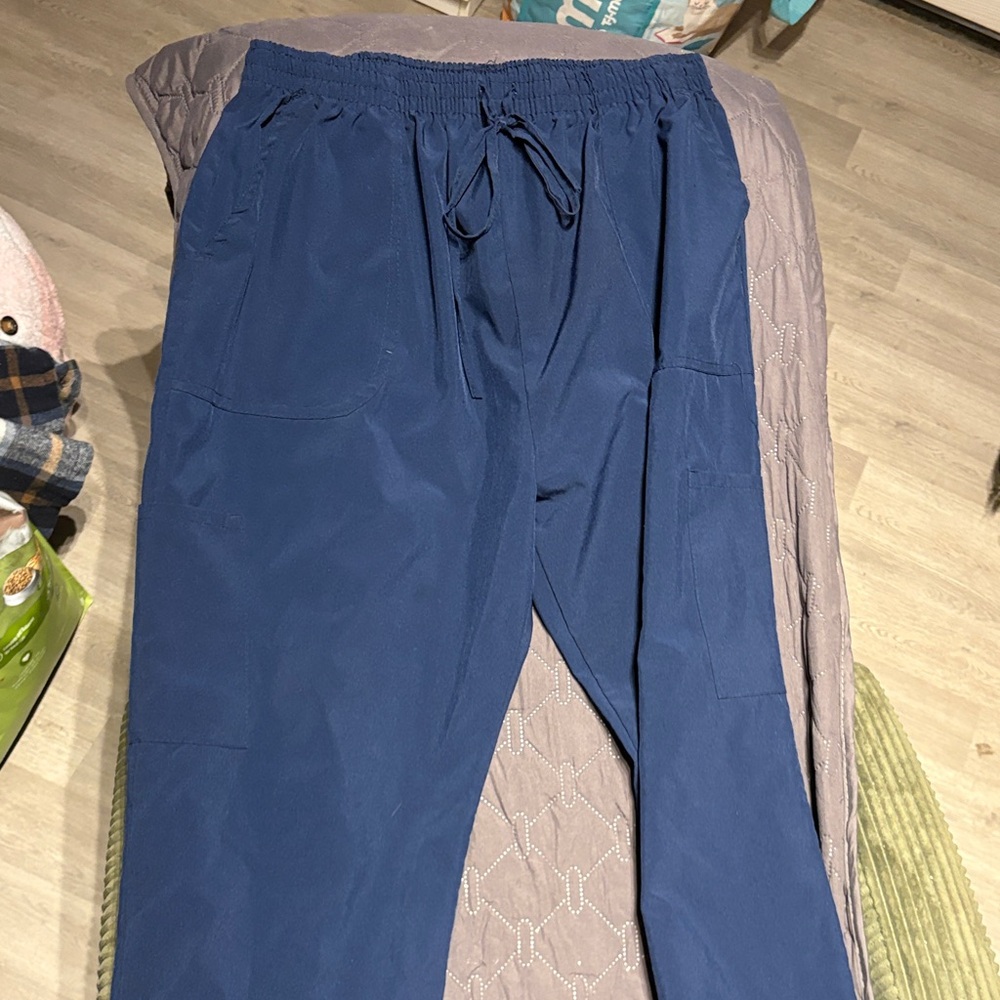Men's Casual Drawstring Pants - Navy Blue large scrubs